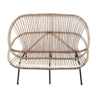 Vintage rattan bench