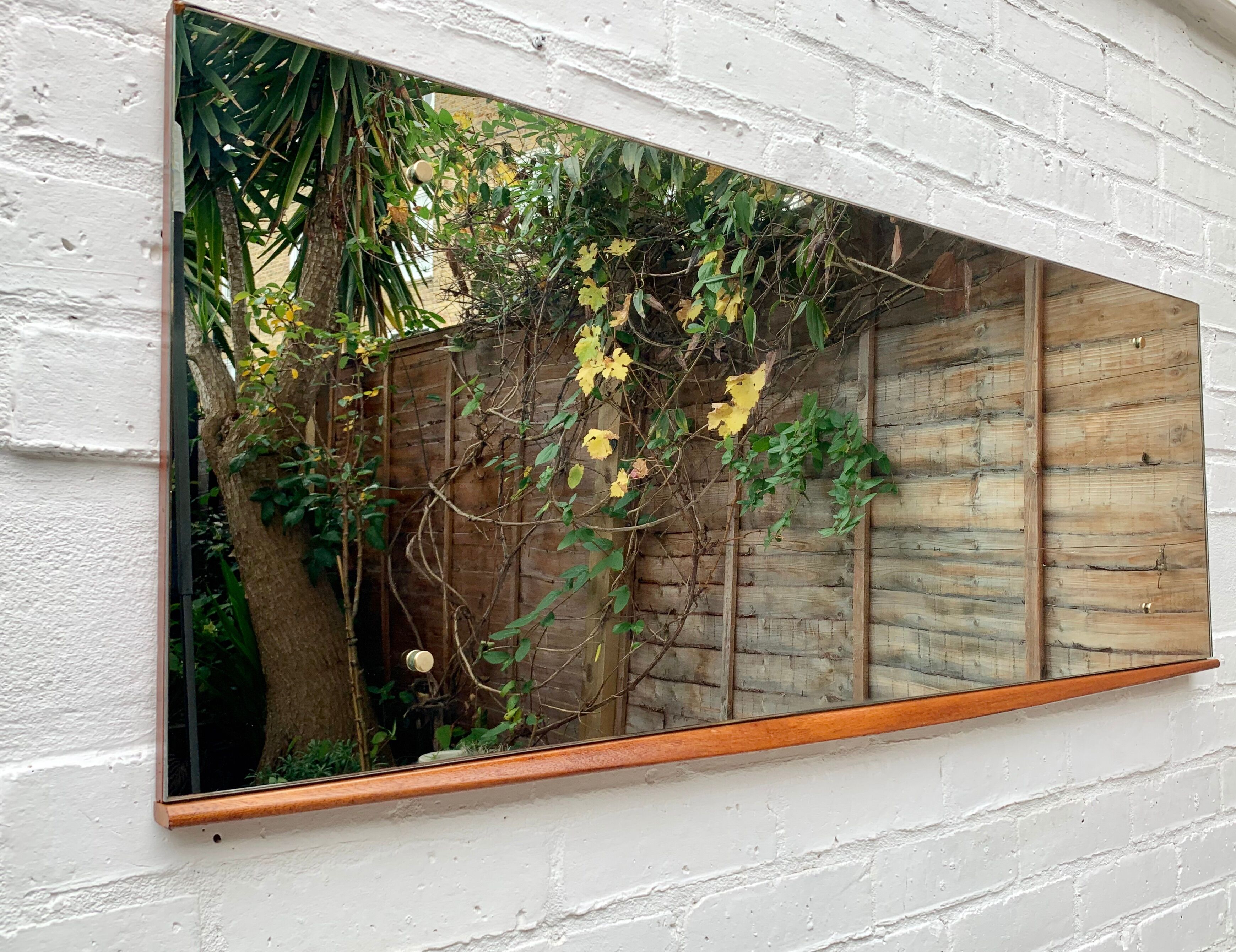 Vintage Rectangular Wall Mirror Teak Frame #D499 122x45cm