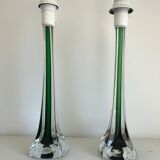 Paire de pied de lampe en verre Paul Kedelv pour Flygsfors 1950