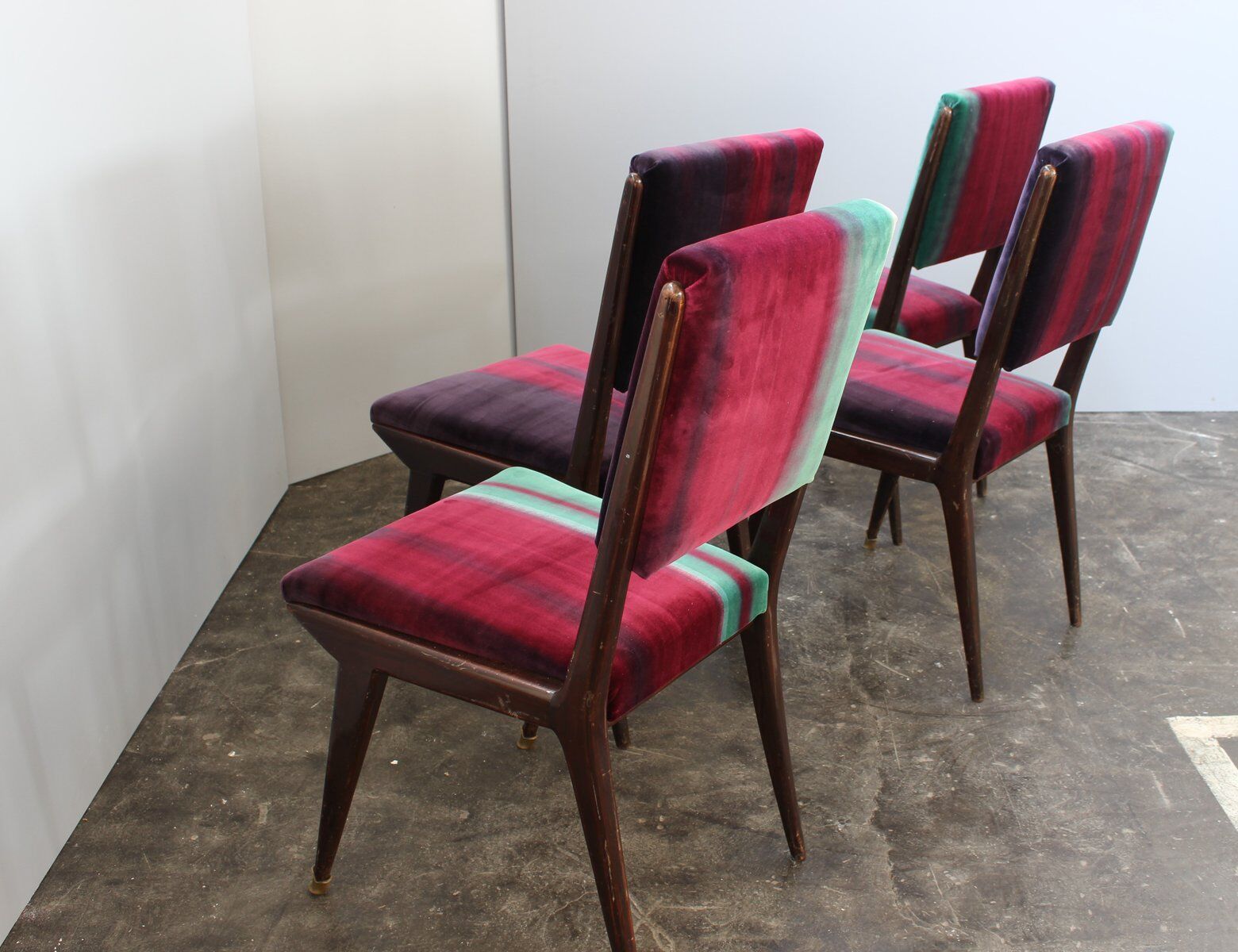 1950s mid-century velvet dining room chairs