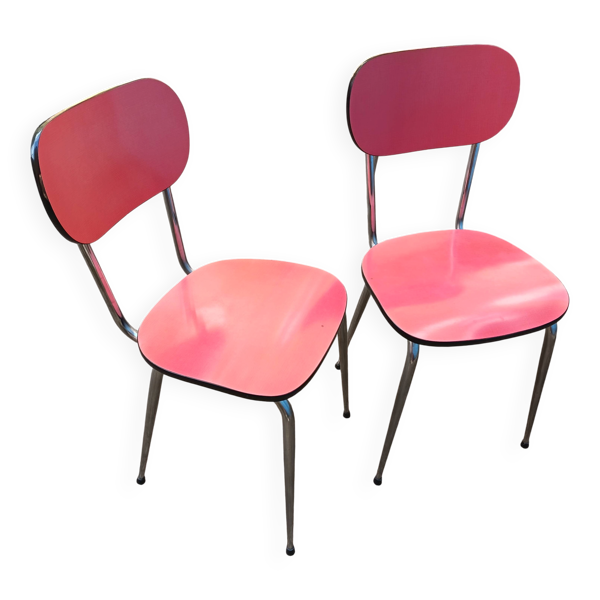 2 chaises en formica rouge années 70 2 chaises en formica rouge années 70