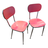 2 chaises en formica rouge années 70