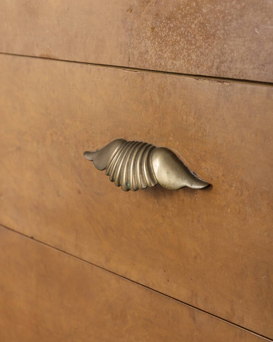 1940s vintage sideboard in wood and glass Italian Art Deco design