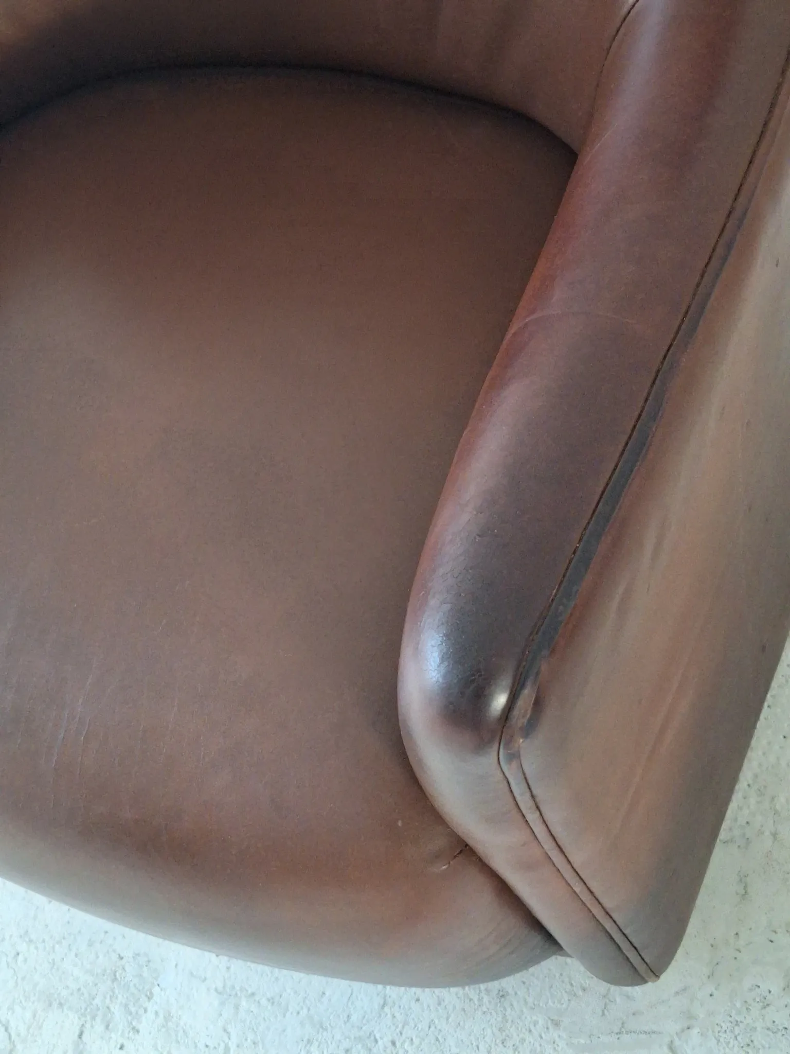 Mid century club chair in cigar-brown patinated leather, 1960s