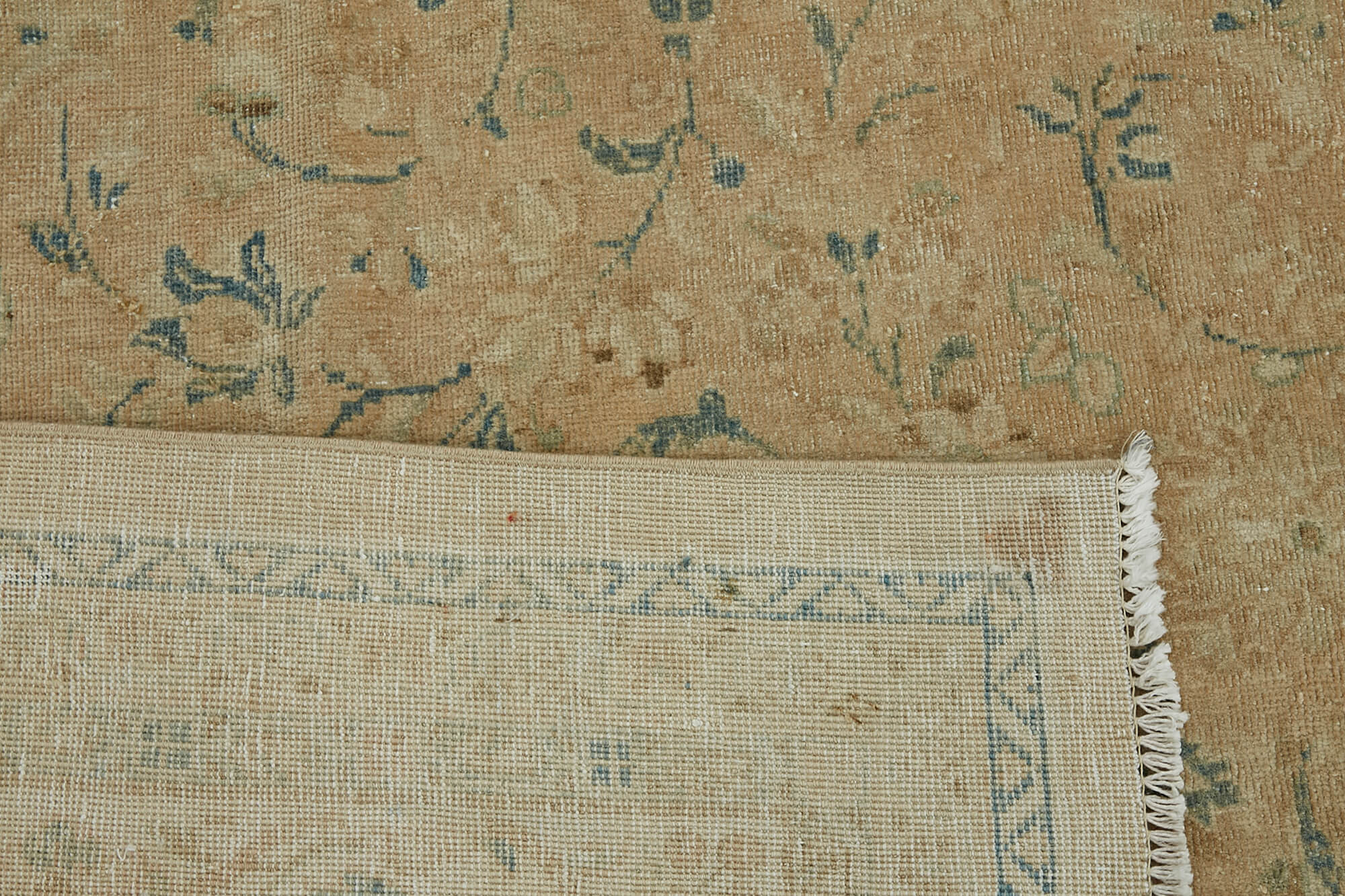 Handmade oriental 1980s 294 cm x 407 cm beige wool carpet