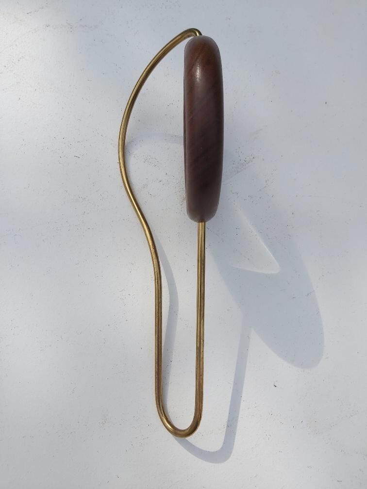 Scandinavian design magnifier wood and brass