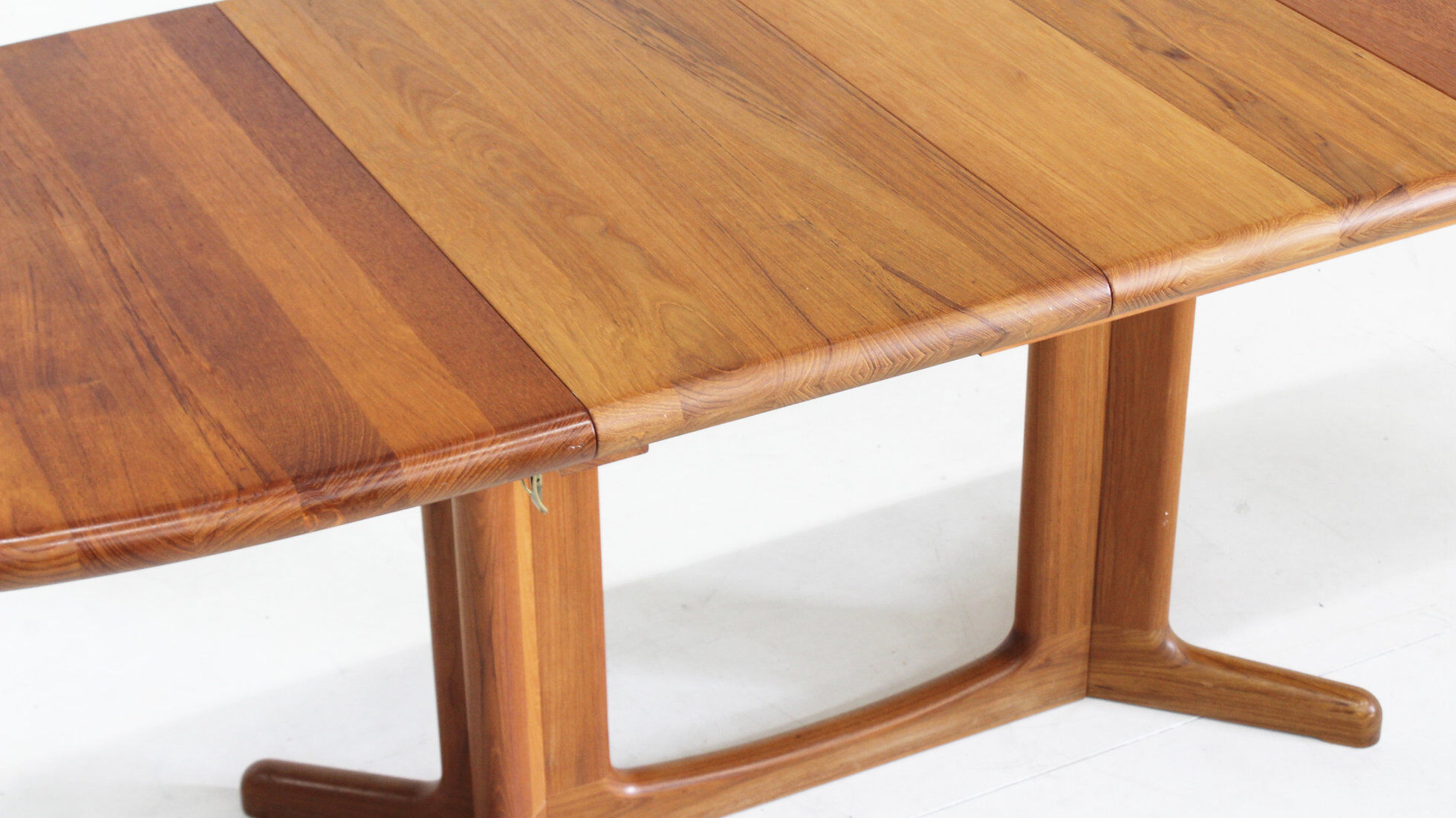 Vintage Danish oval extendable dining table solid teak