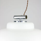 Vintage Chrome & Opaline Pendant Lamp, 1980s