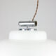 Suspension Vintage Chrome & Opaline, années 1980