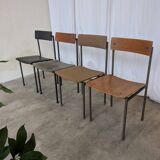 Set of 4 - Mix & Match Vintage Industrial Dining Chairs - 1970s Stol Kamnik