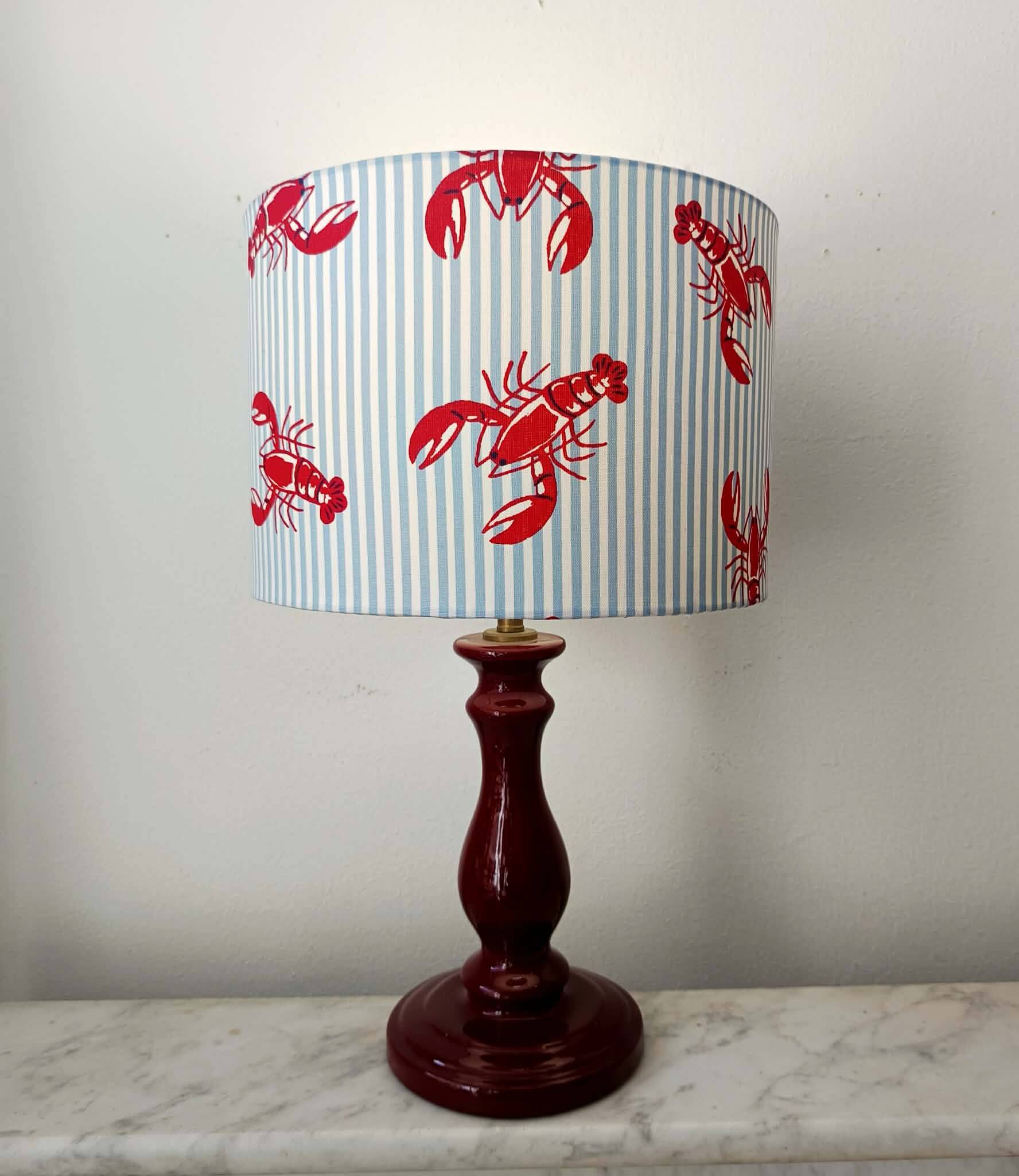 Lampe céramique abat-jour homard vintage