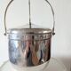 Sheffield Silver Ice Bucket in silver metal with hinged lid