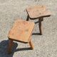 Pair of brutalist tripod stools vintage wood countryside