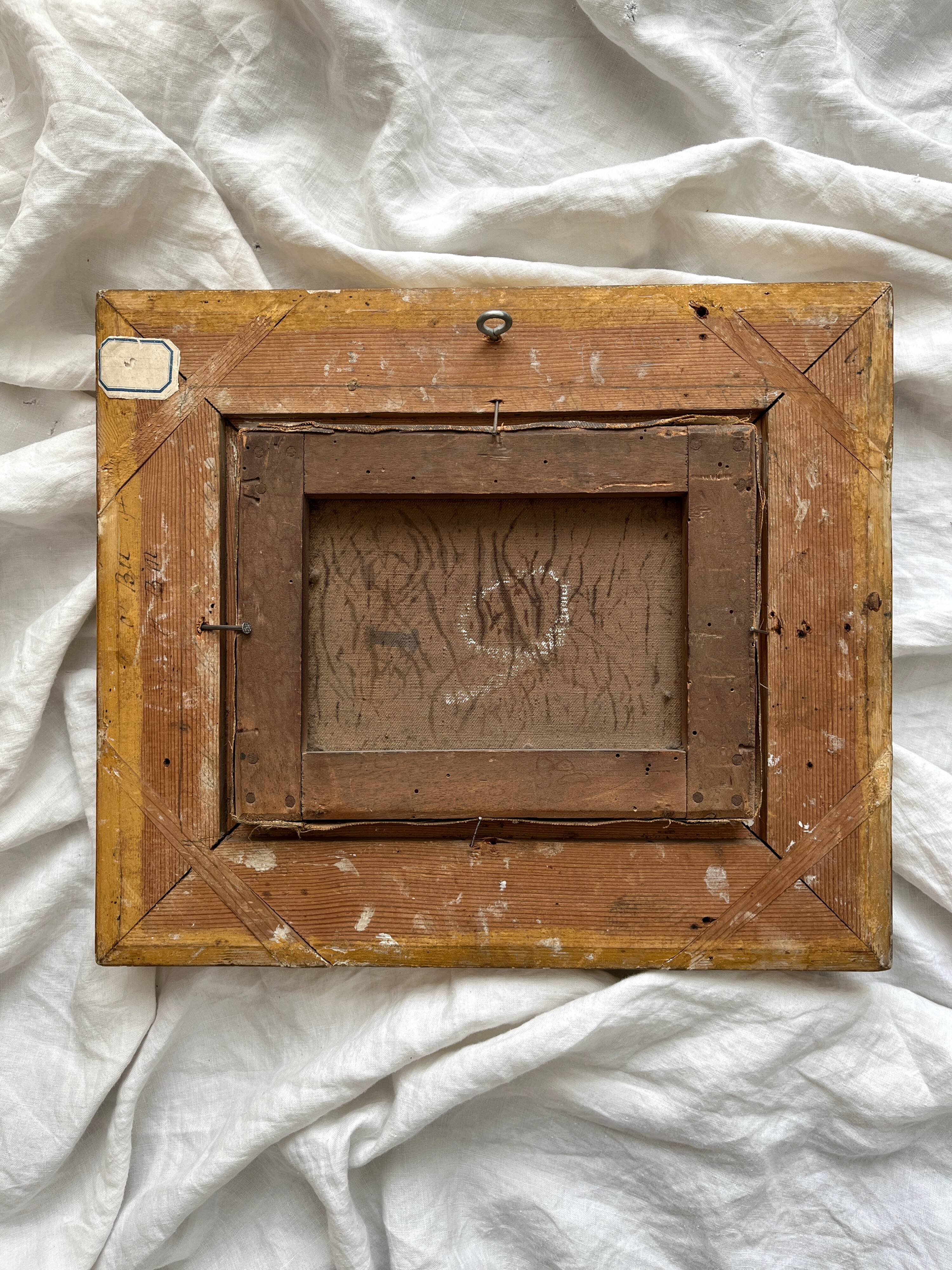 Old oil painting on canvas countryside landscape 19th