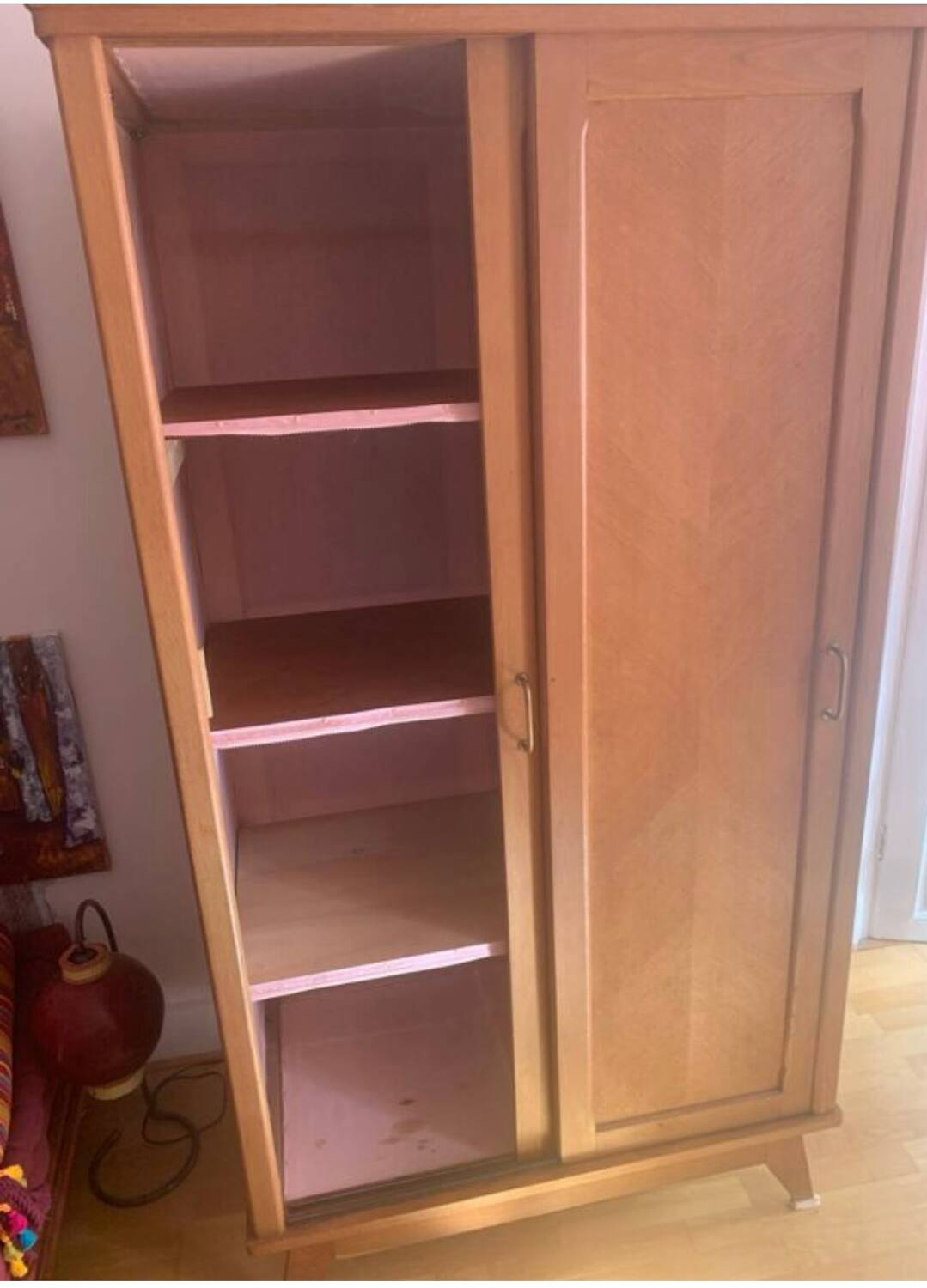 Scandinavian wardrobe with compass legs