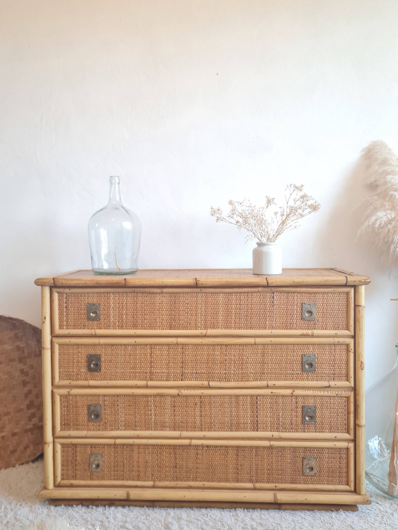 Rattan chest of drawers circa 1970 - Dal Vera