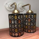 Paire d’appliques murales en verre vitrail