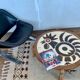 Ceramic coffee table and vintage wood year 1965 signed Dan