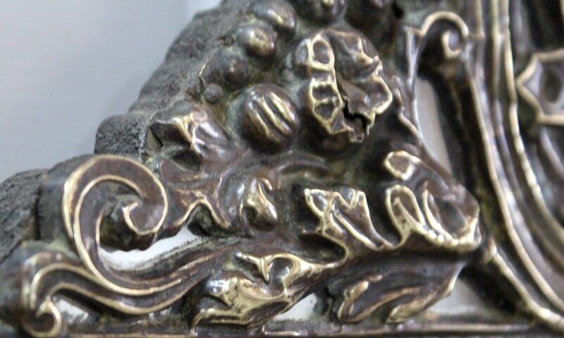 Mirror in repoussé brass, louis xiv style, napoleon iii era – xixth