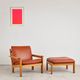 Brutalist armchair and ottoman by Tage Poulsen, Denmark, 1970s.