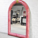 Pink Lacquered Goatskin Mirror by Karl Springer, 1970s