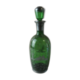 Ancienne carafe en verre, décor en métal argenté
