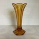 Old flower-shaped vase, moulded yellow glass, Art Deco.