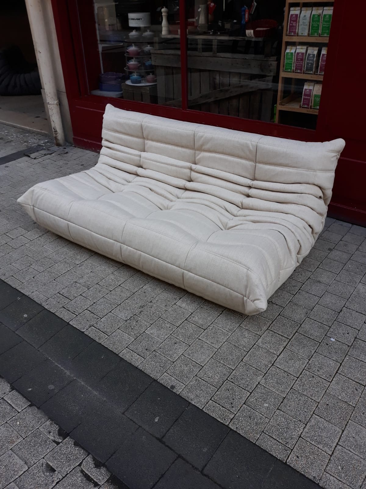 Togo beige wool sofa