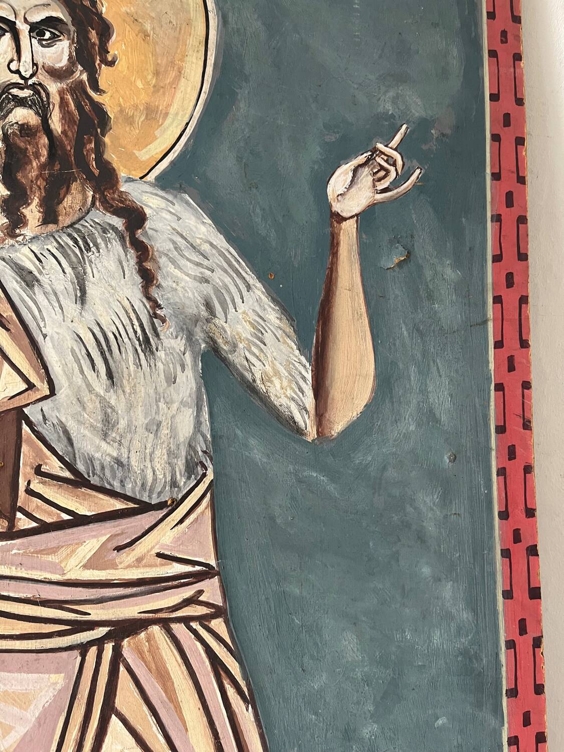 Greek god, oil on cardboard, icon