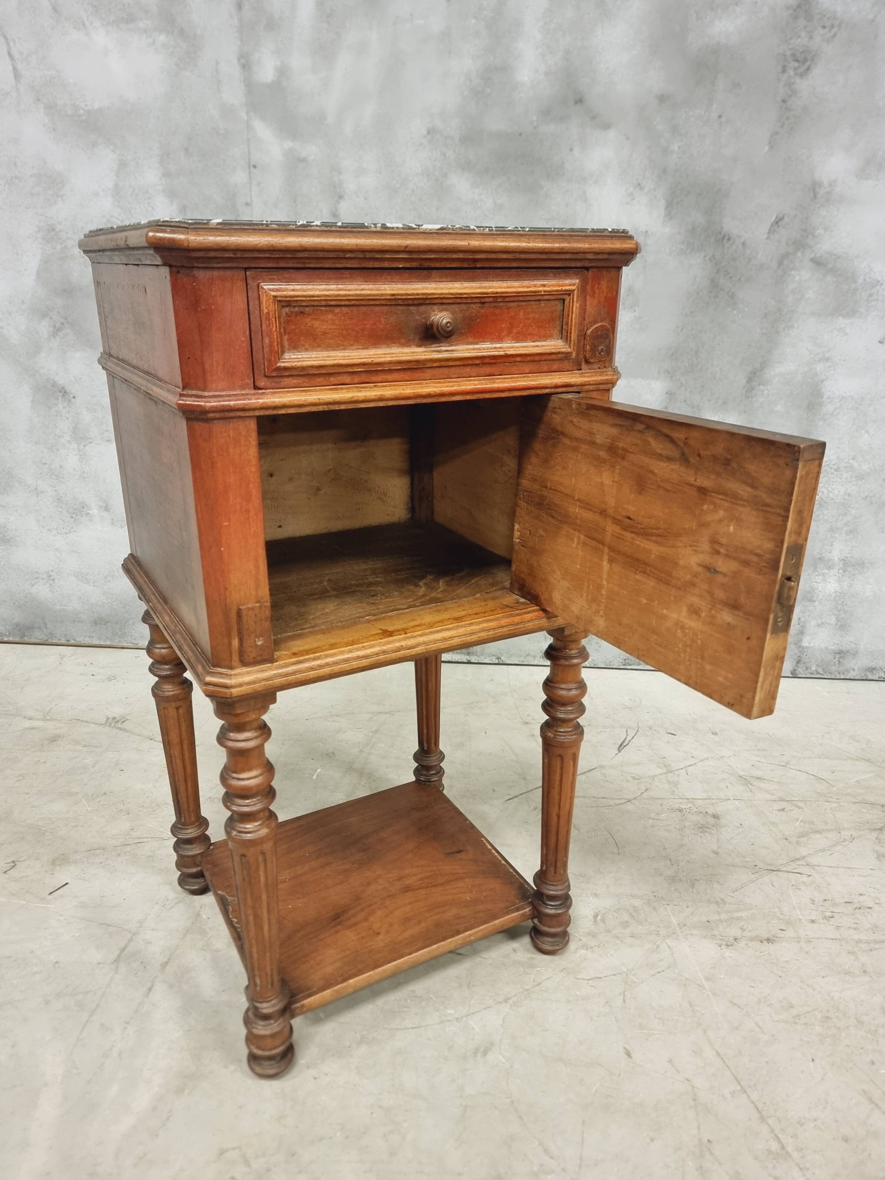 Antique bedside table sideboard with marble 40 x 77 cm