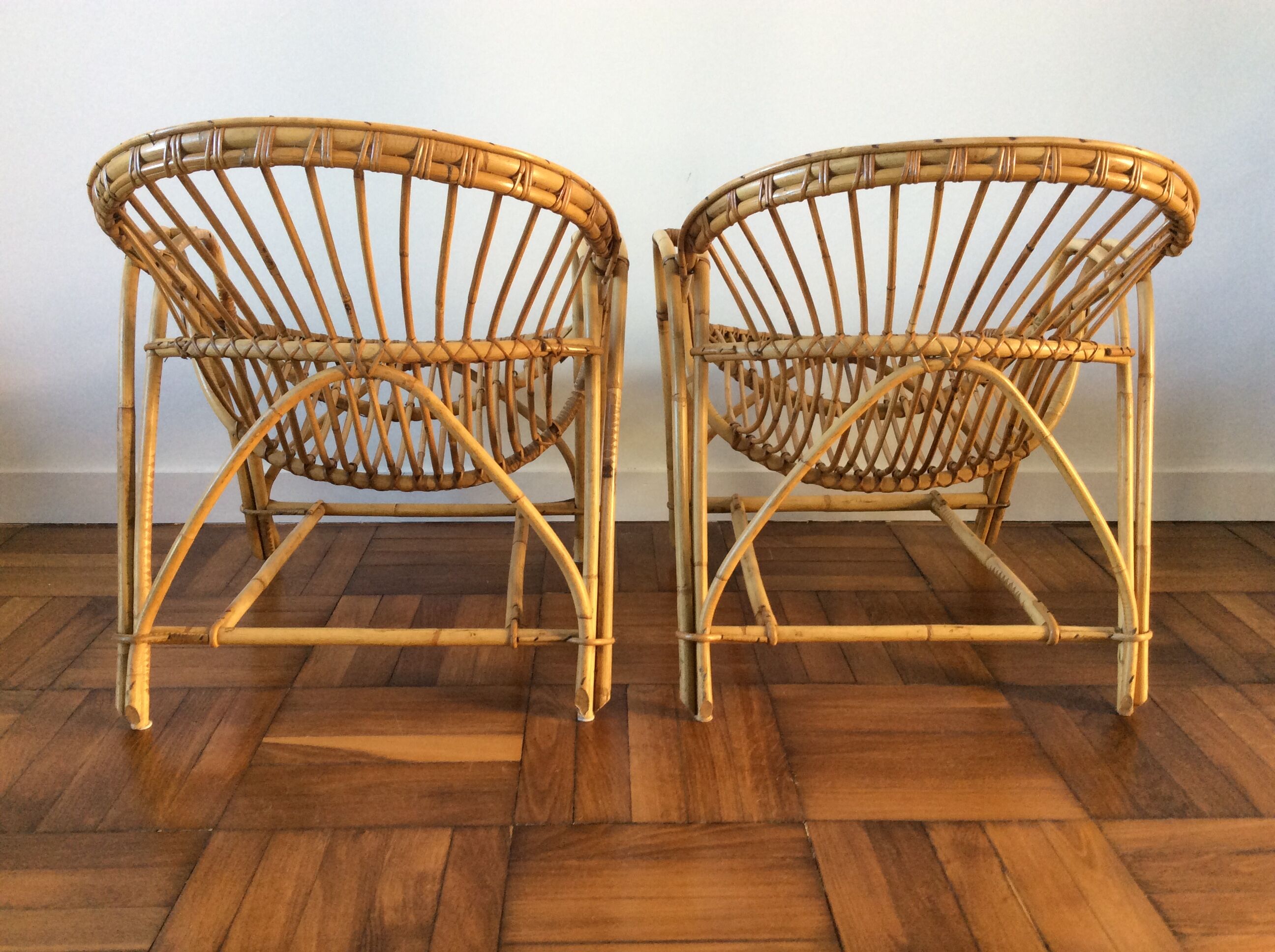 Bench and 2 rattan chairs