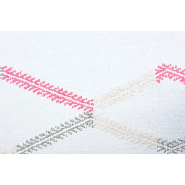 Vintage Turkish Handmade Wool Cotton White Kilim Runner 73x211