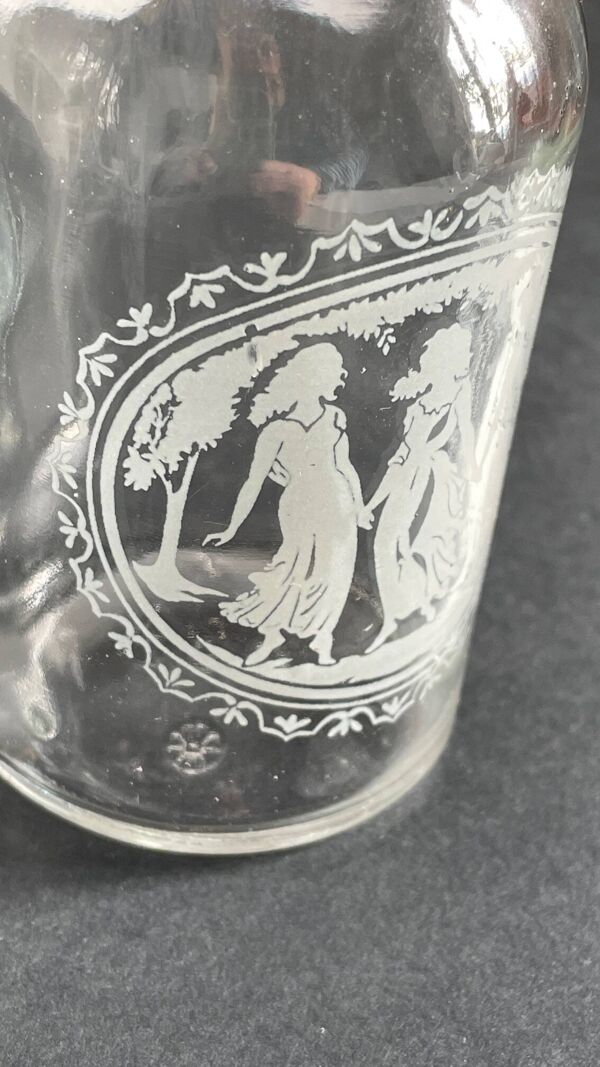 BOUTEILLES Verre Gravé et Bois VINTAGE
