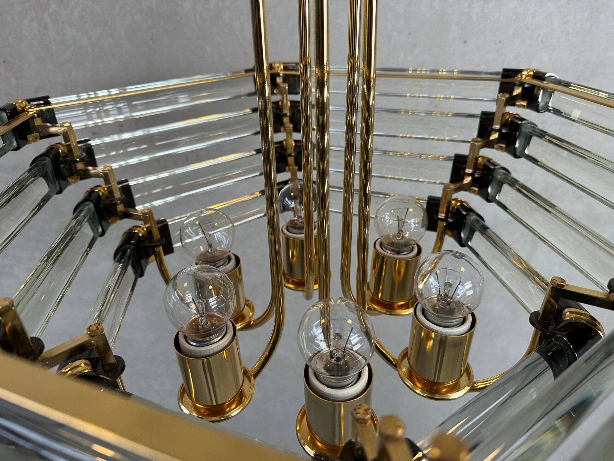 Vintage Bakalowits & Sohne black/gold hexagon chandelier