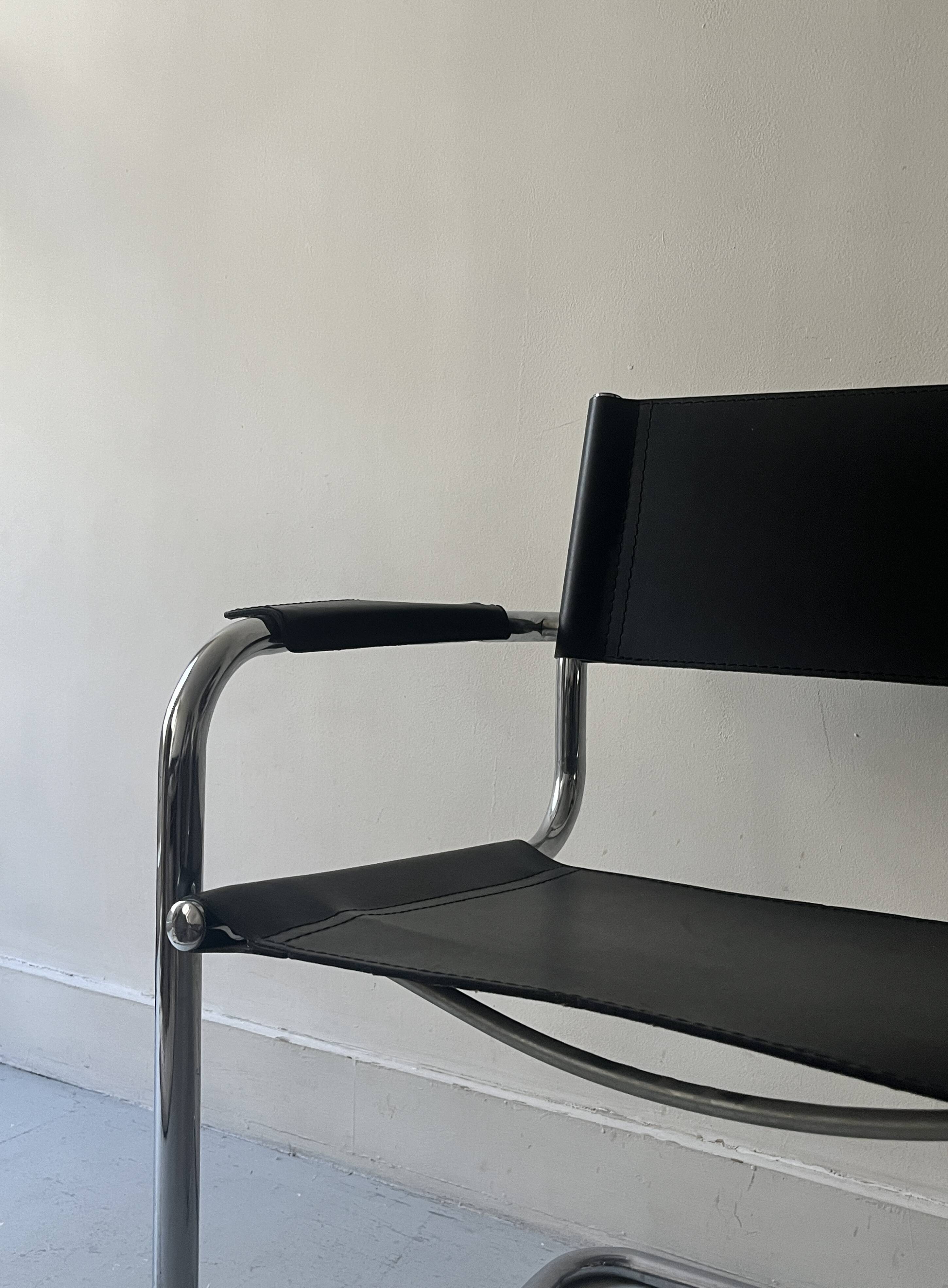 Black chrome tubular armrest chair, after Mart Stam - Breuer, 1970