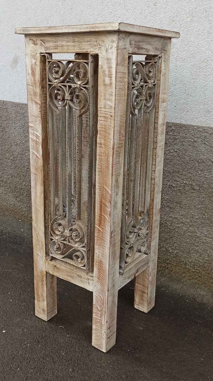 Guéridon ancien en bois et fer forgé