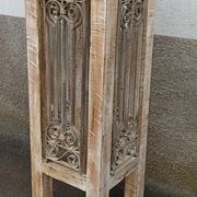 Antique pedestal table in wood and wrought iron