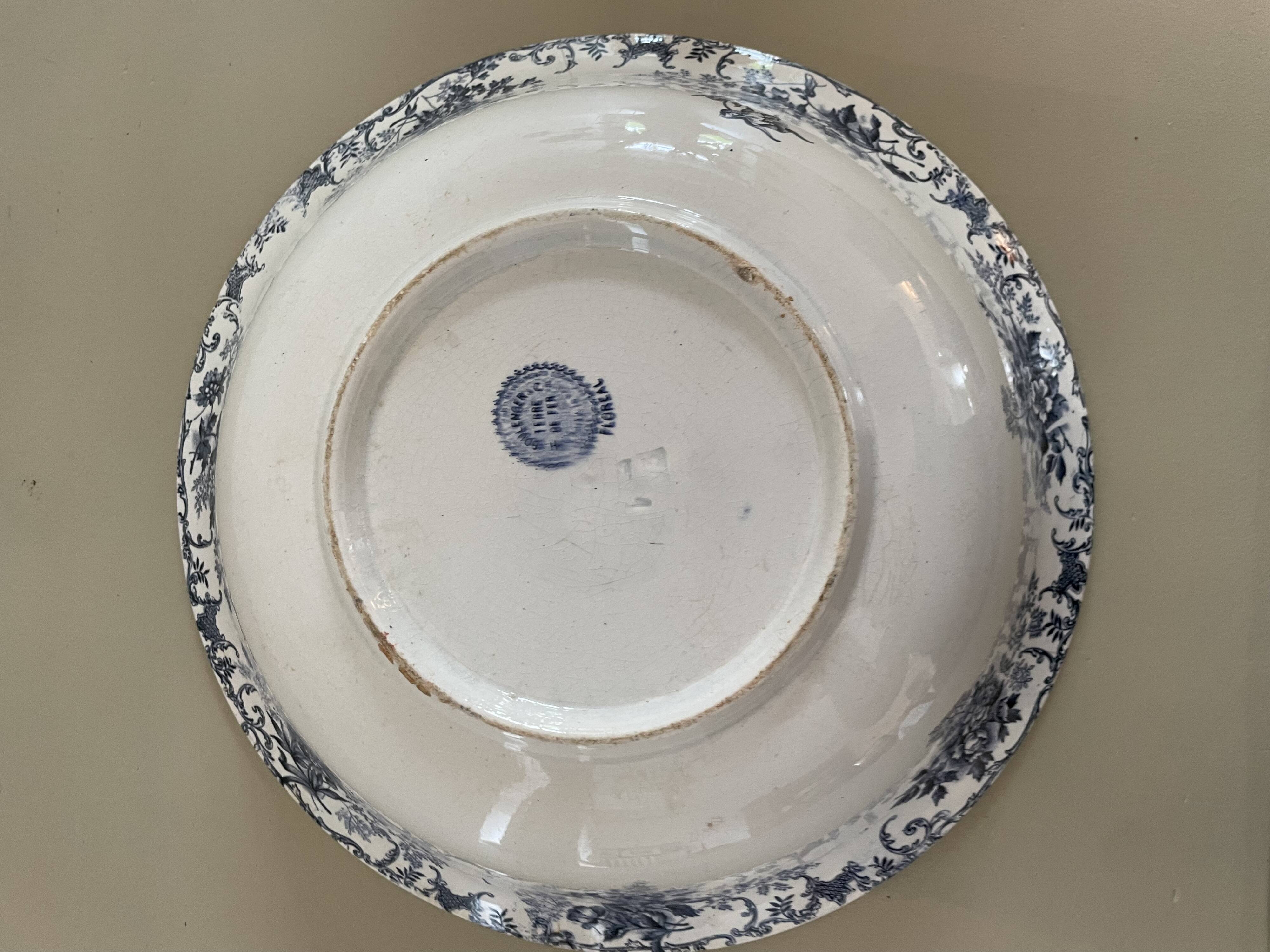 Boulenger blue ironstone salad bowl with Floréal pattern