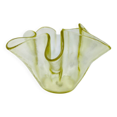 Vase en verre de Murano jaune "Fazzoletto" des années 1970 par Dogi