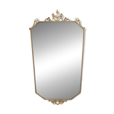 Vintage Shield Shaped Wall Mirror with Brass Frame, Italy