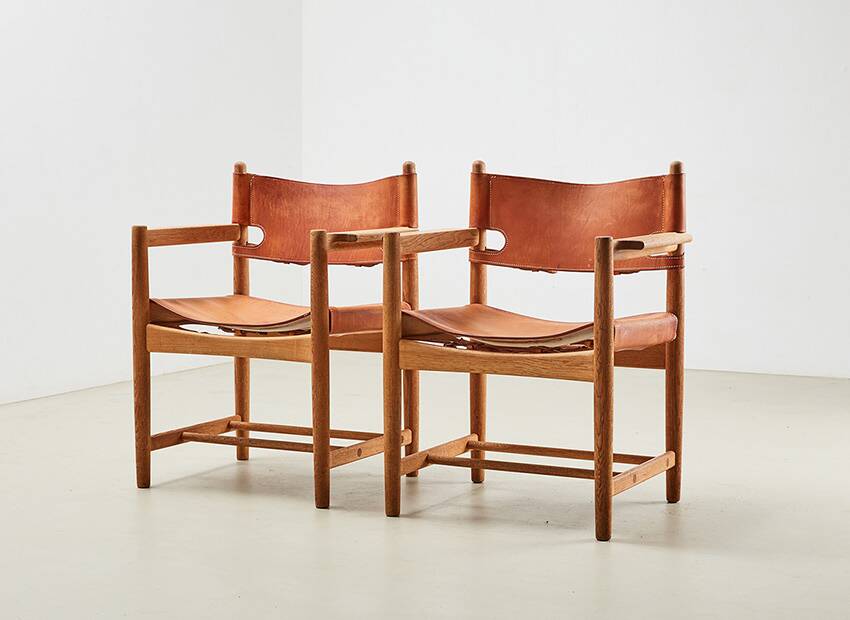 Borge Mogensen Pair of Model 3238 Spanish Dining Chairs for Fredericia 1964