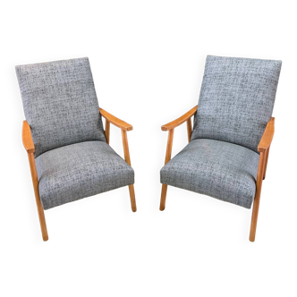 Pair of vintage heather gray armchairs