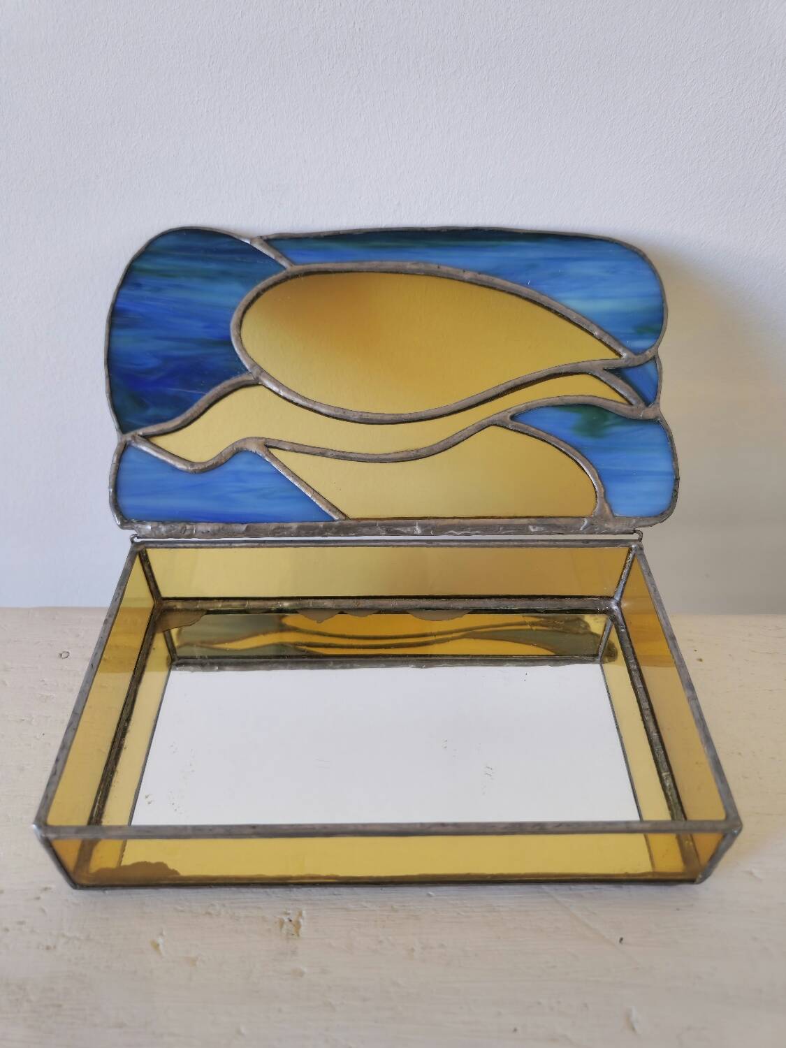 1950s stained glass jewelry box