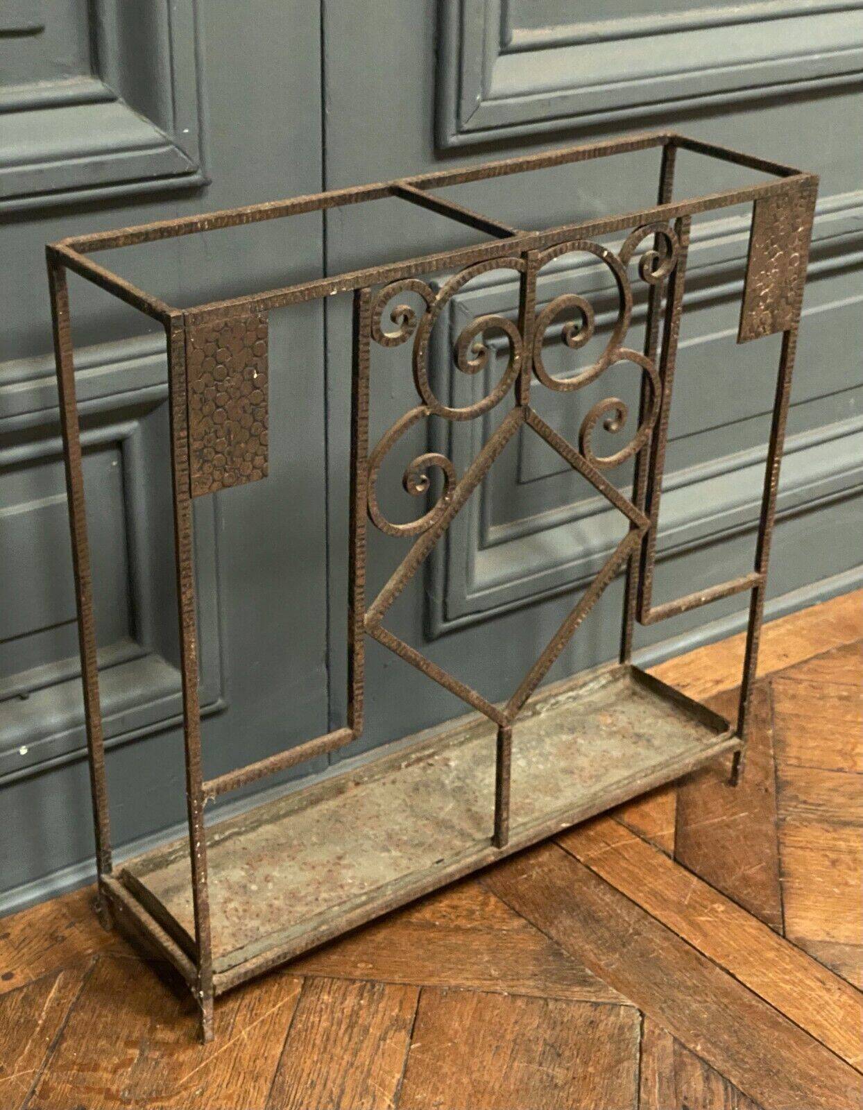 Art Deco umbrella stand in hammered ironwork 1930