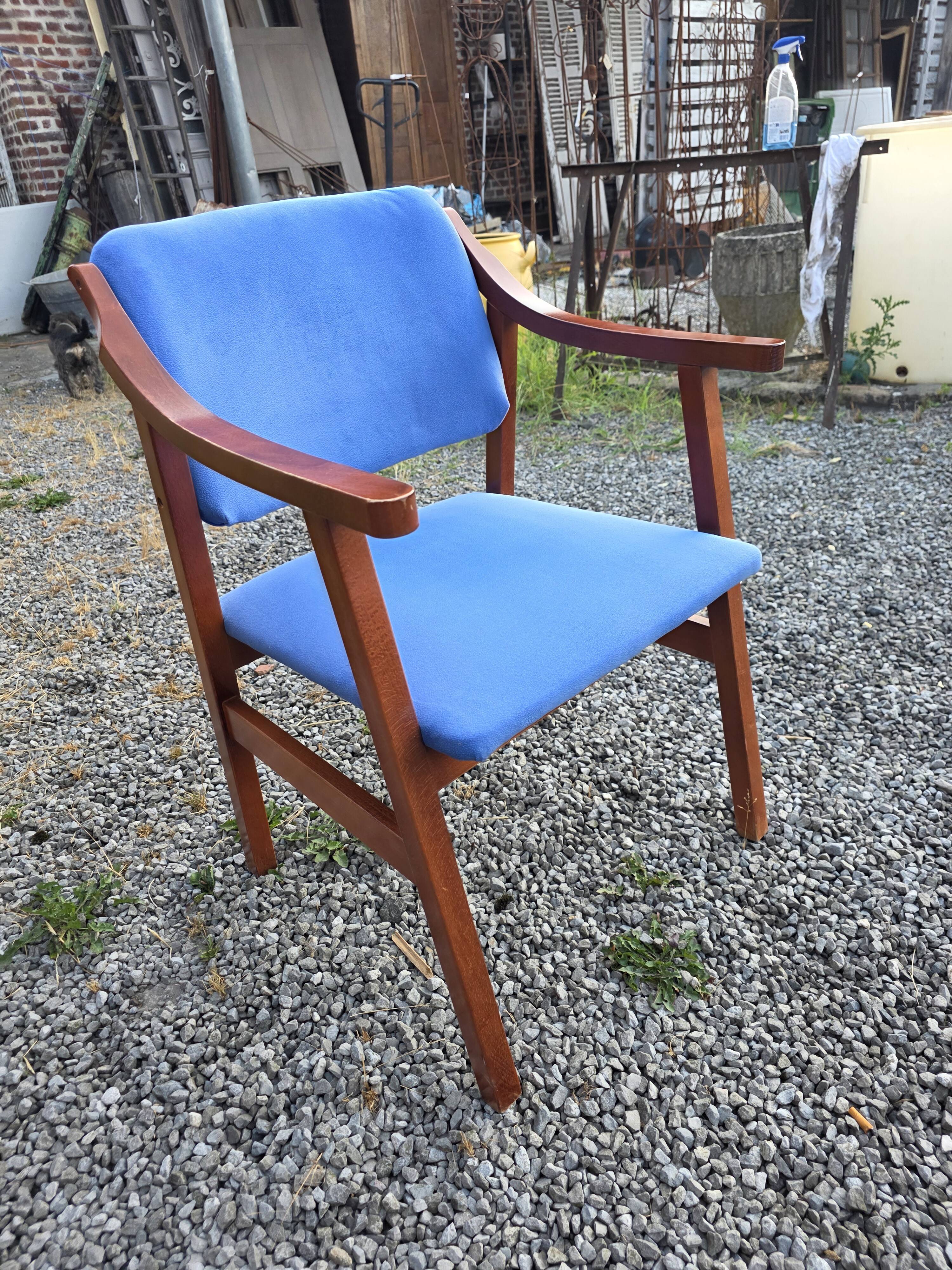 Scandinavian style armchair + velvet footrest
