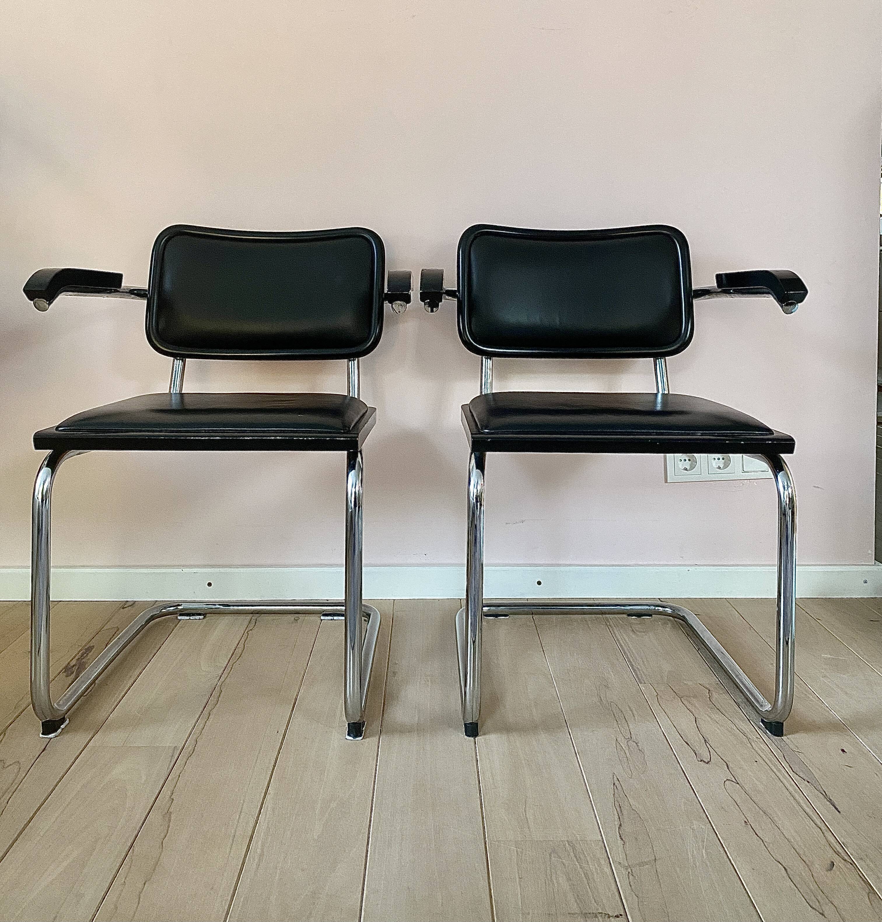Ensemble de 2 chaises vintage design B32 Cesca Marcel Breuer