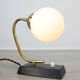 Mid-century Table Lamp in Brass & Opaline