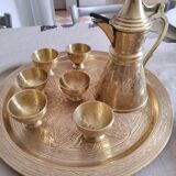 Old oriental service copper teapot 6 small cups