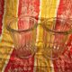 2 antique glass jam jars with ribs