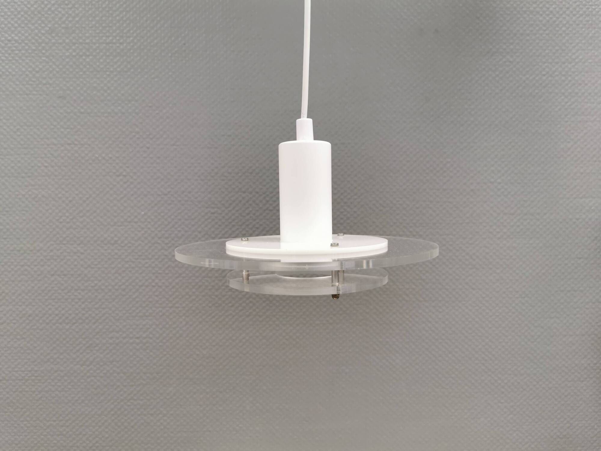 Small Space Age hanging lamp made of plexiglass. Denmark 1980s